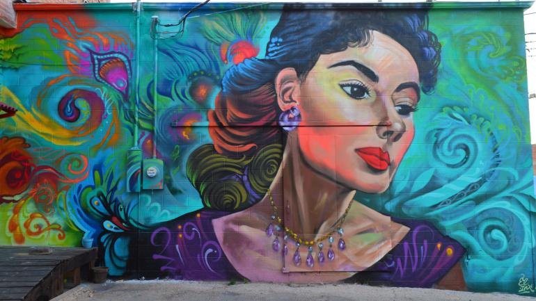 One of more than 50 murals in Paintbrush Alley 