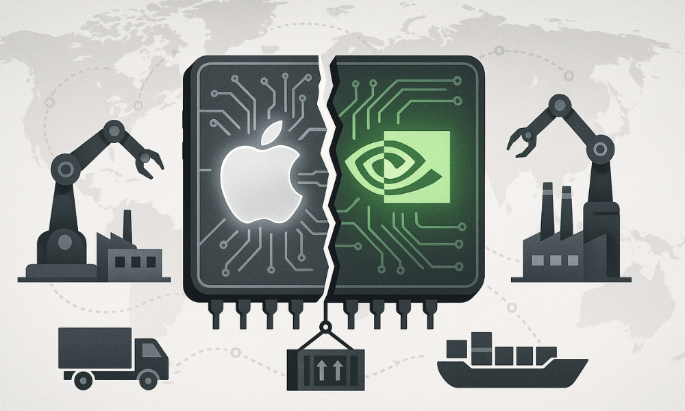 Apple vs Nvidia: los activos que lideran  la era de los aranceles, la IA y la relocalización